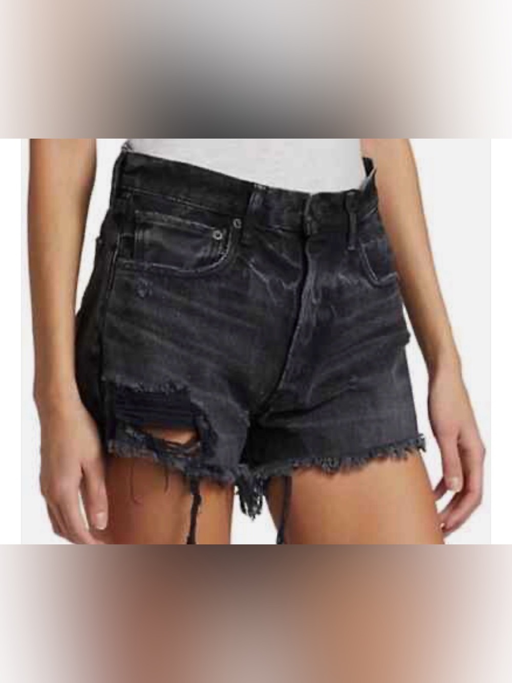 Black Distressed Denim  Shorts